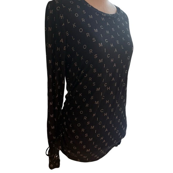 Michael Kors Black Ruched Long Sleeve Blouse - Picture 11 of 12